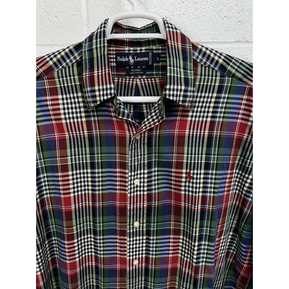 Ralph Lauren Blaire Men's Shirt Long Sleeve Plaid Size L Minimal Wear - Picture 2 of 4